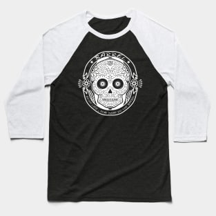 Calaca Surfing Skull T-Shirt White Baseball T-Shirt